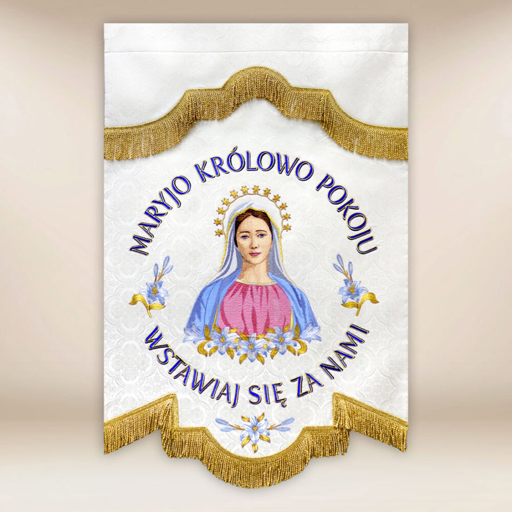 Bandiera ricamata Regina della Pace