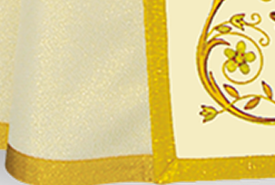 decorazione floreale su un paramento liturgico, dettaglio della collezione Angelus