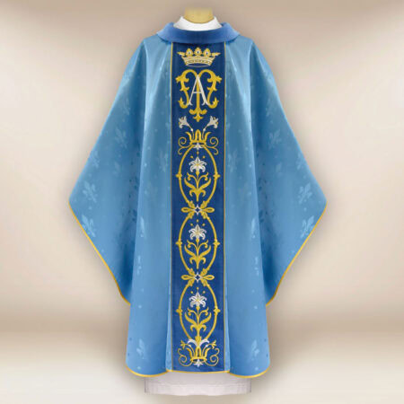 Casula liturgica sacerdotale ricamata Mariano