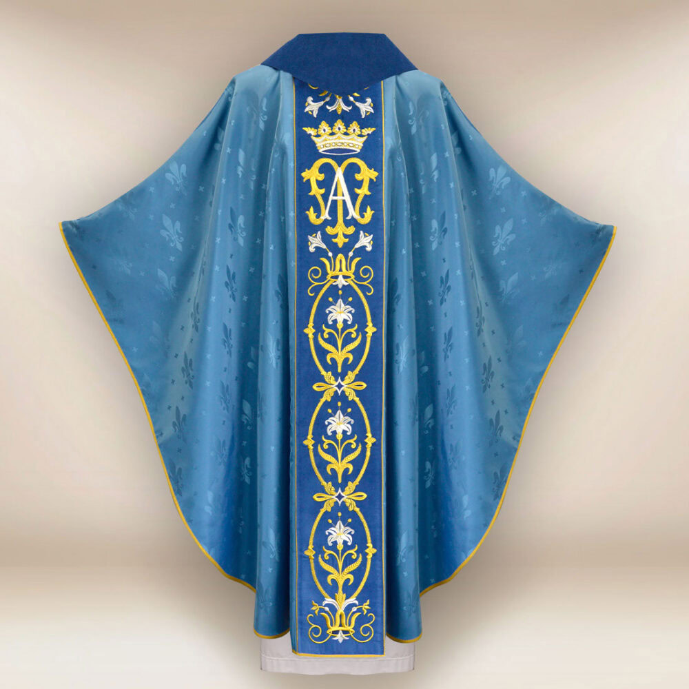 Casula liturgica sacerdotale ricamata Mariano