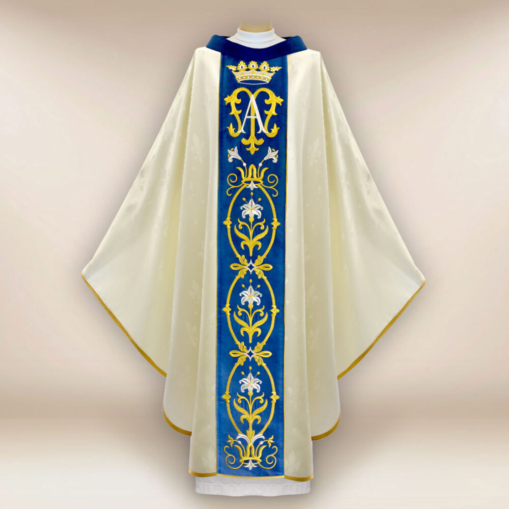 Casula liturgica sacerdotale ricamata Mariano
