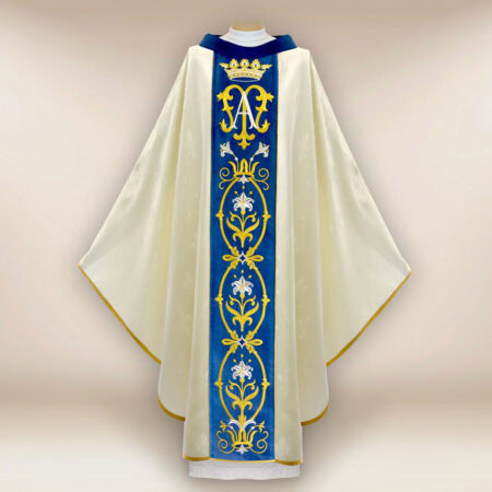 Casula liturgica sacerdotale ricamata Mariano