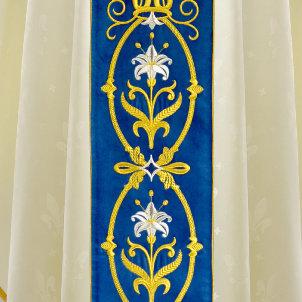 Casula liturgica sacerdotale ricamata Mariano