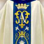 Casula liturgica sacerdotale ricamata Mariano