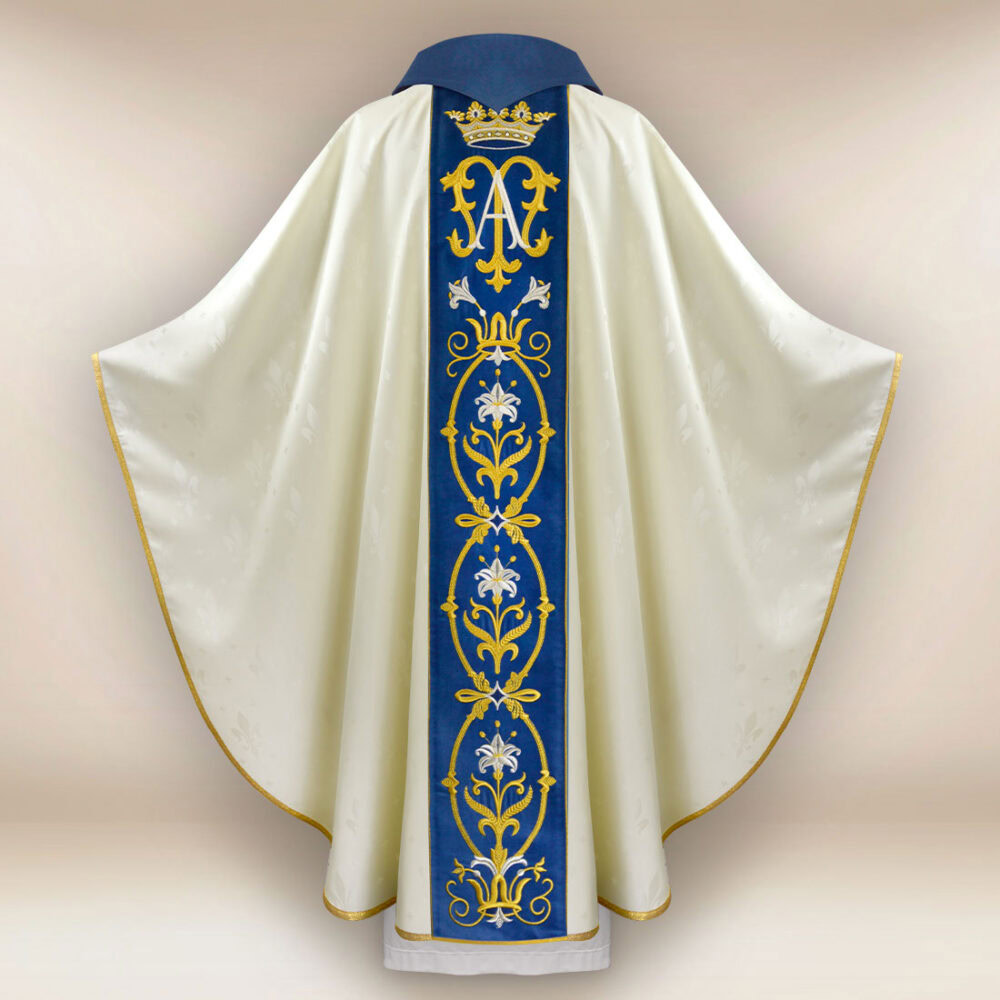 Casula liturgica sacerdotale ricamata Mariano