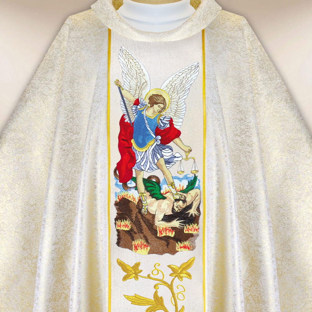 Casula sacerdotale ricamata San Michele Arcangelo