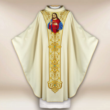 Casula sacerdotale ricamata Cuore di Gesù