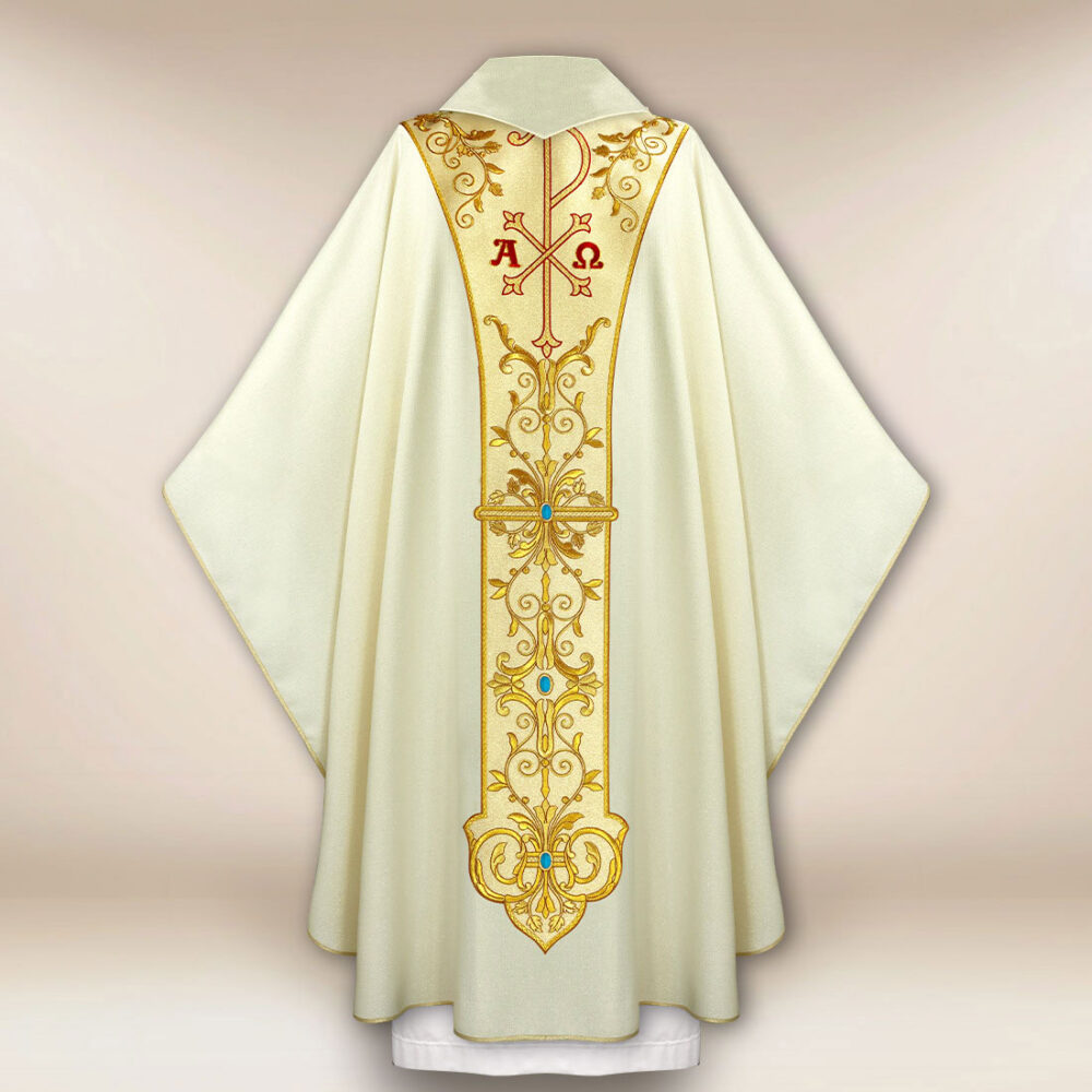 Casula sacerdotale ricamata Cuore di Gesù