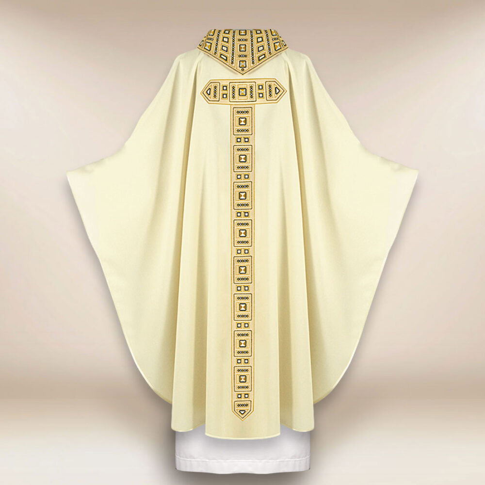 Casula sacerdotale ricamata ecru