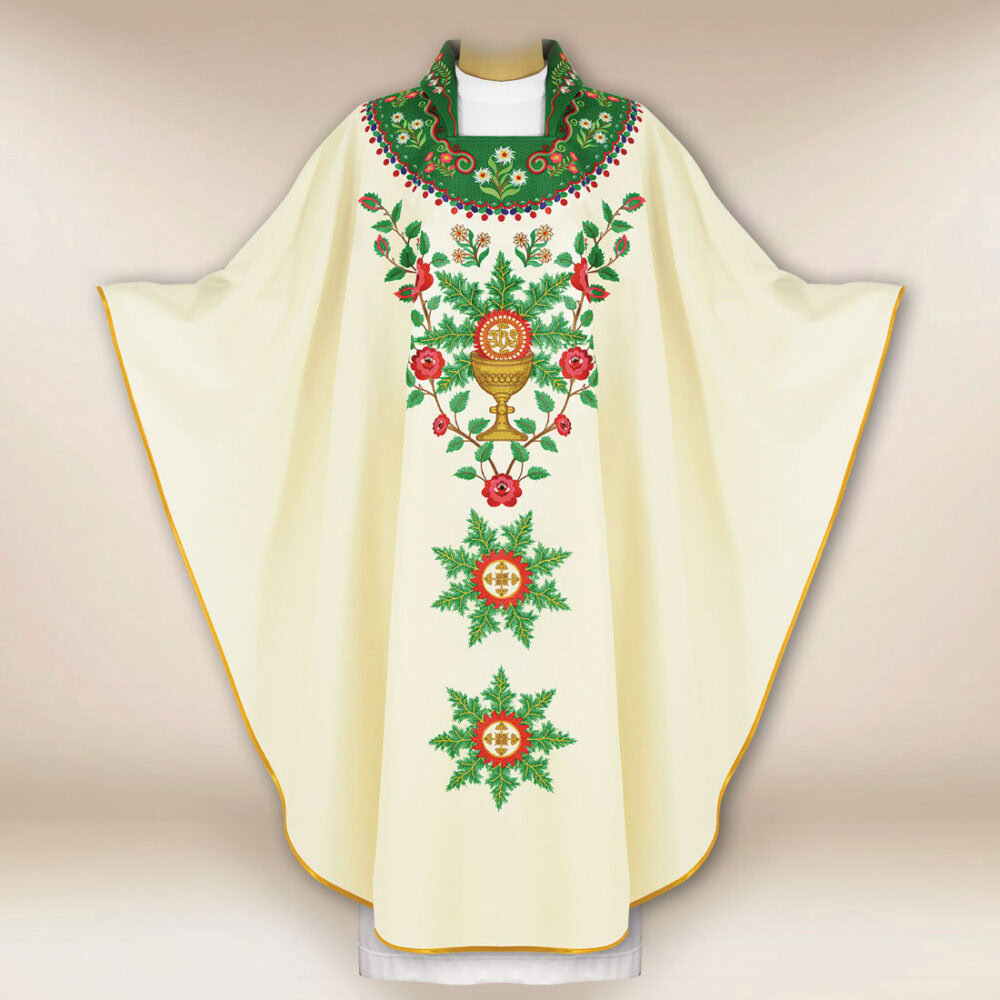 Casula sacerdotale ricamata góralska con grande ricamo