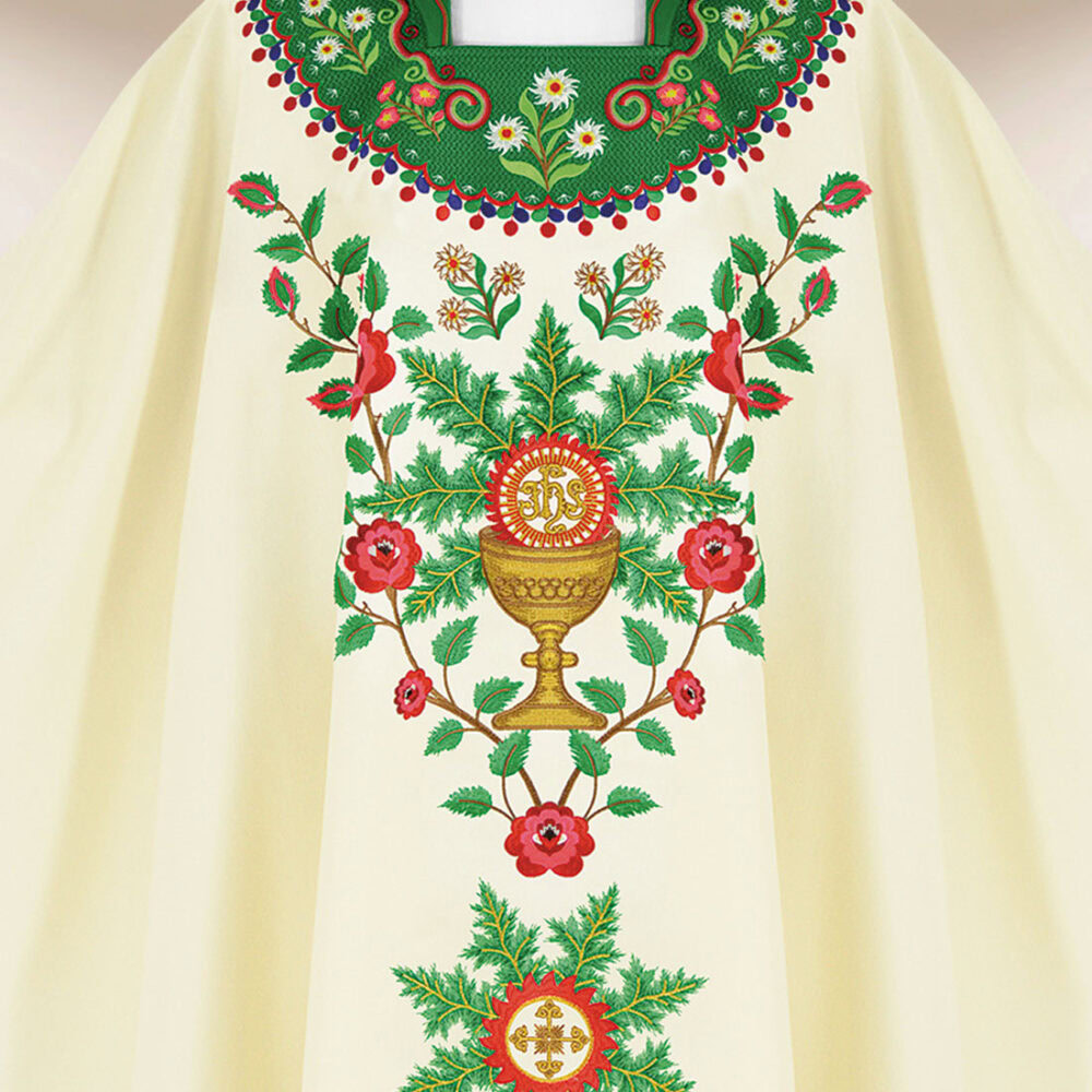 Casula sacerdotale ricamata góralska con grande ricamo