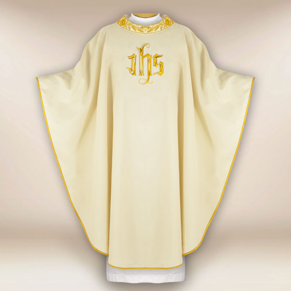 Casula liturgica con ricamo IHS