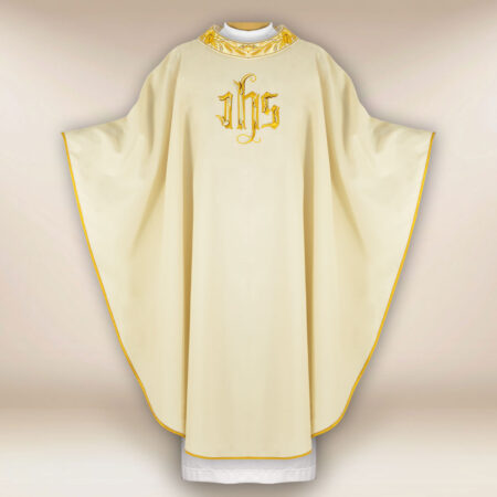 Casula liturgica con ricamo IHS