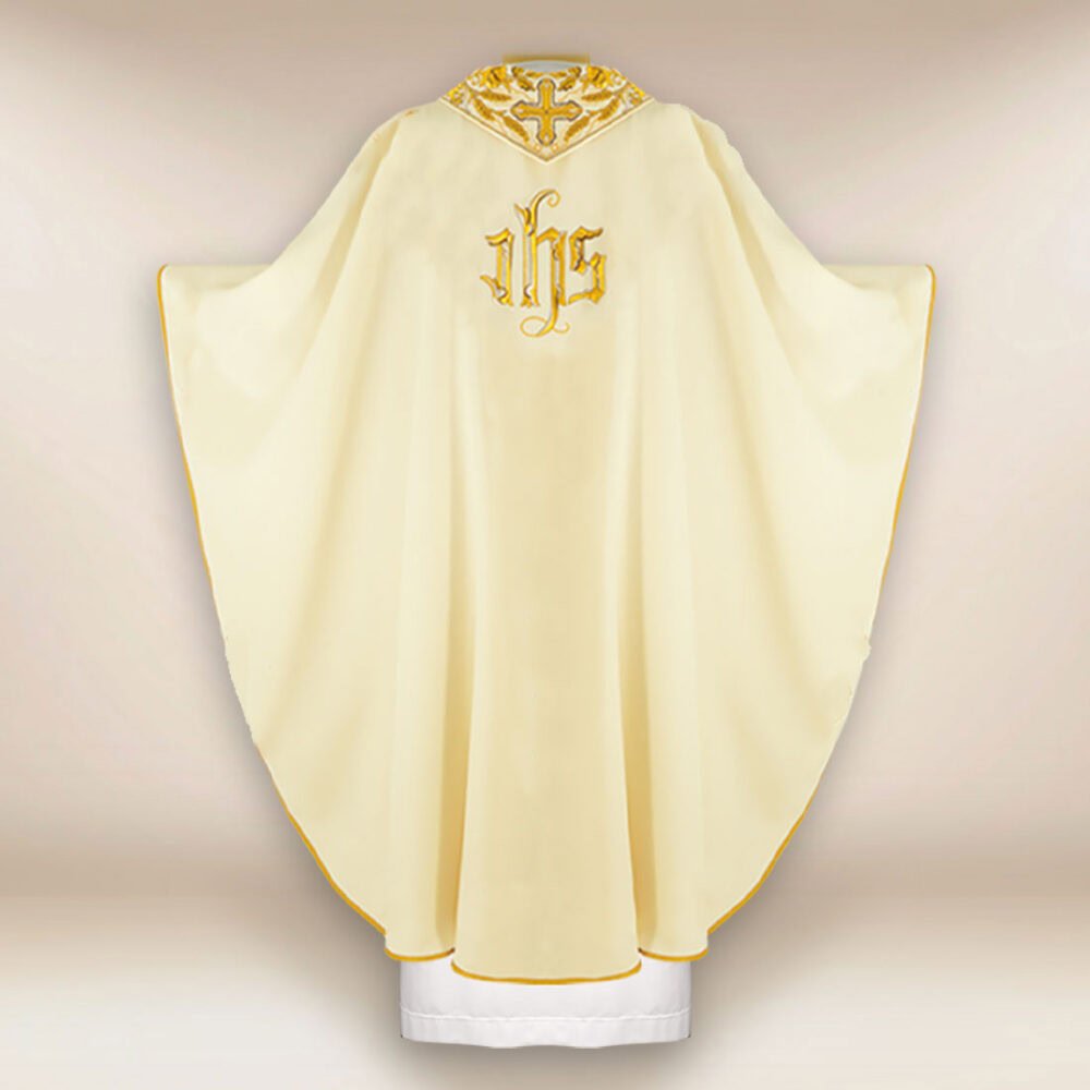 Casula liturgica con ricamo IHS