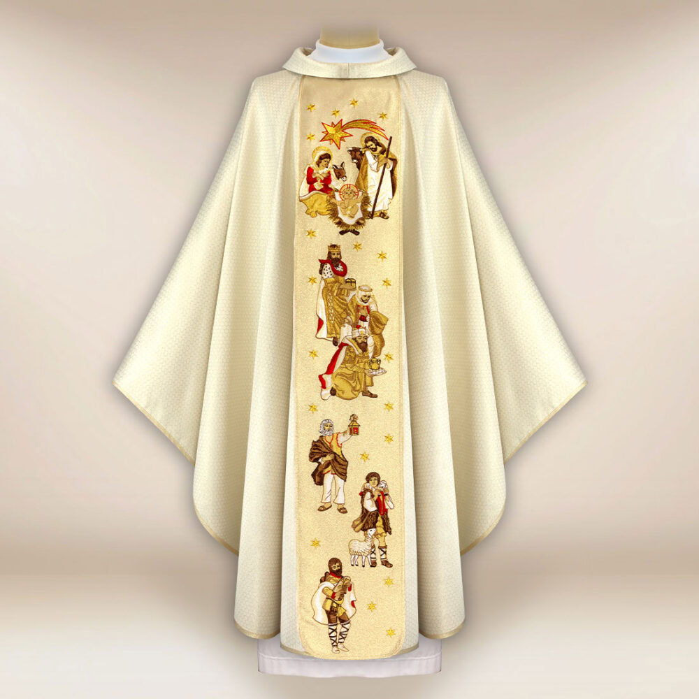 Casula sacerdotale ricamata per Natale