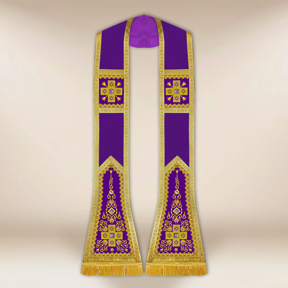Stola ricamata romana viola
