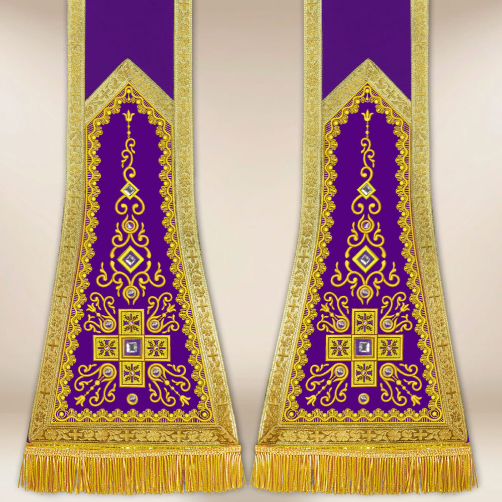 Stola ricamata romana viola