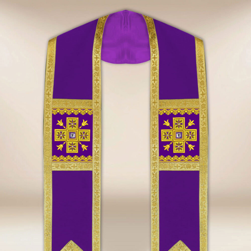 Stola ricamata romana viola