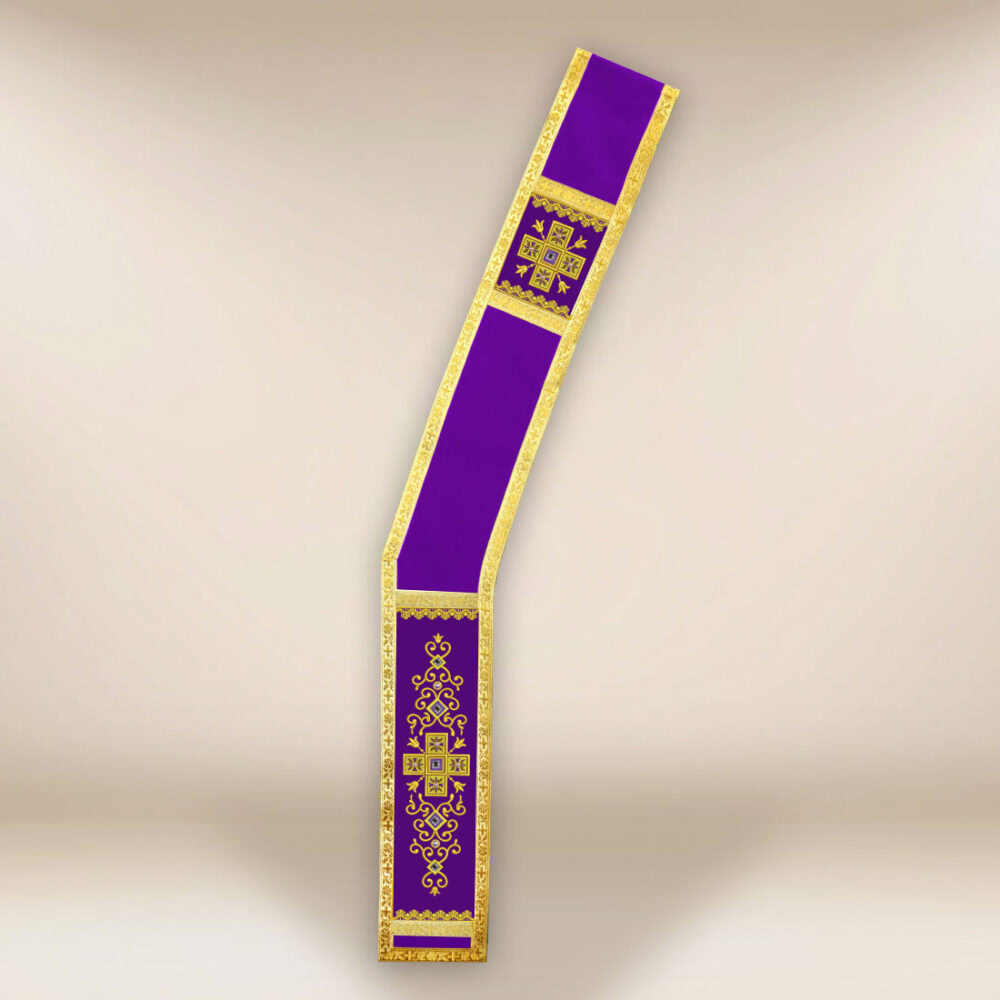 Stola diaconale viola ricamata
