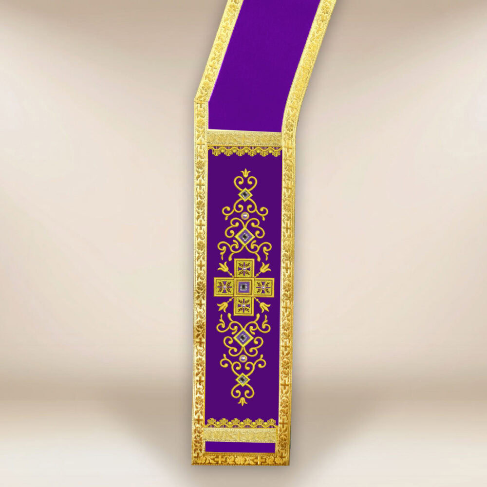 Stola diaconale viola ricamata