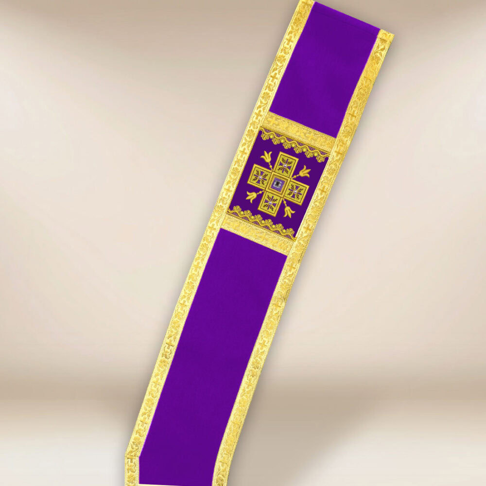 Stola diaconale viola ricamata