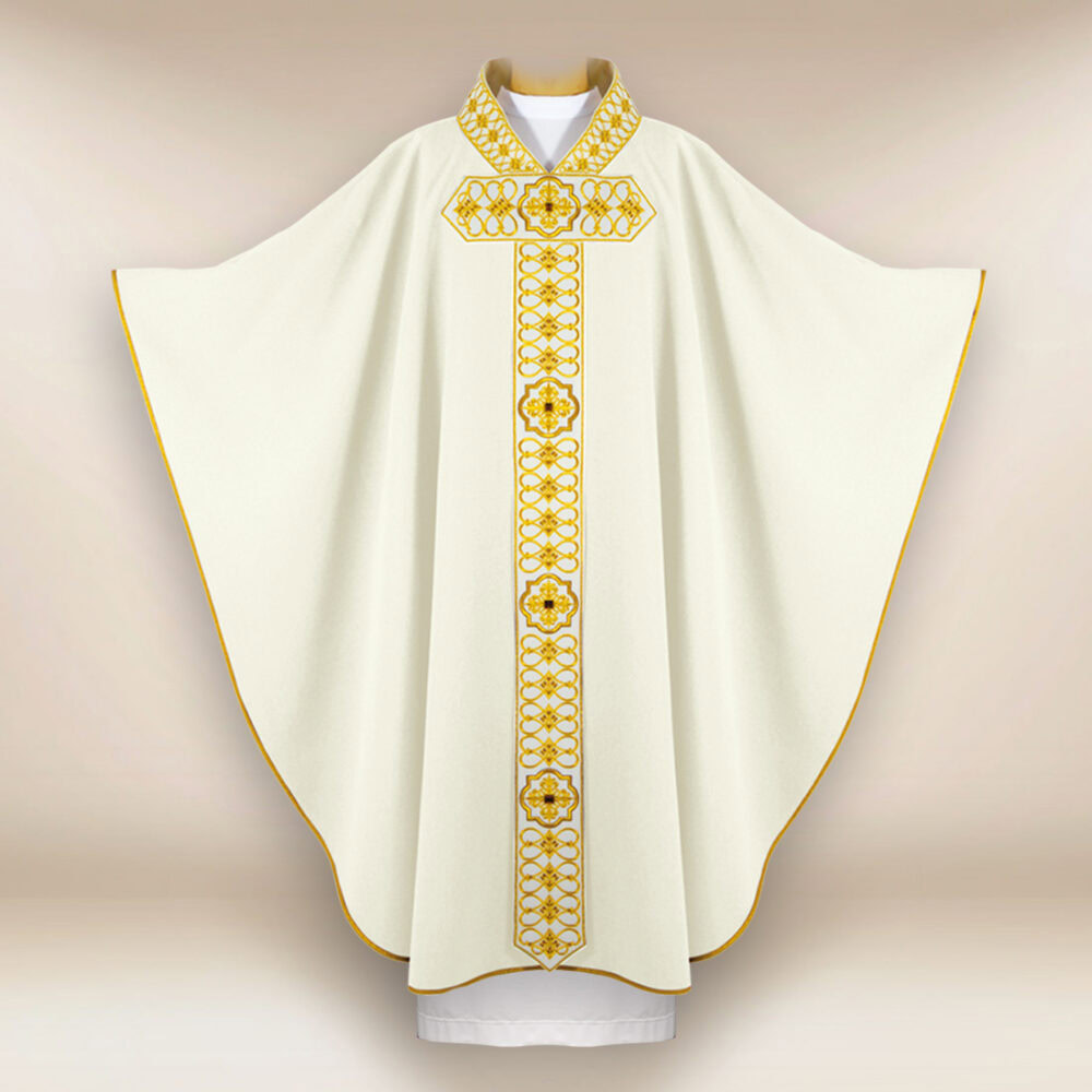 Casula sacerdotale ricamata ecru