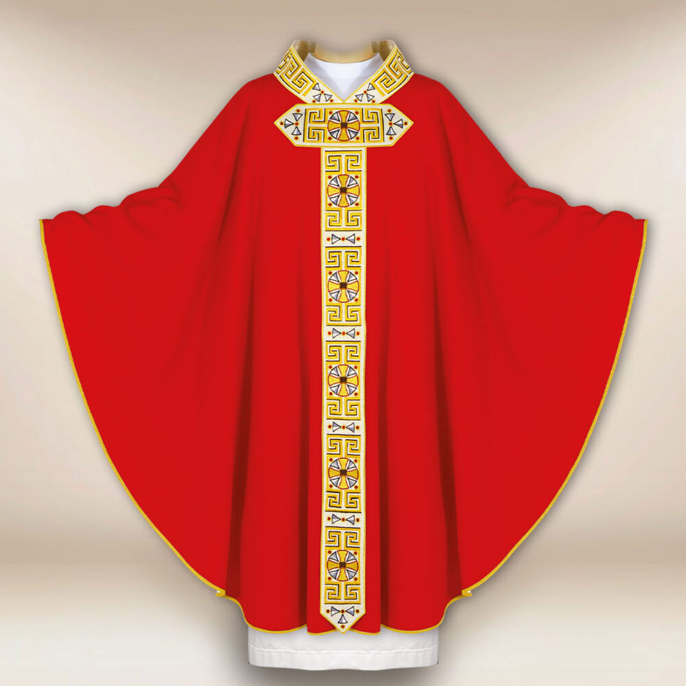 Casula sacerdotale ricamata rossa