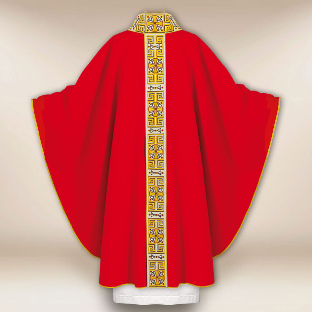 Casula sacerdotale ricamata rossa