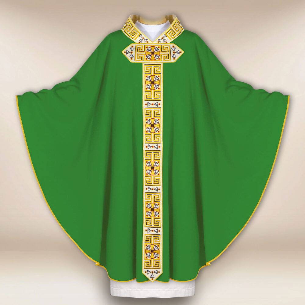 Casula sacerdotale ricamata verde