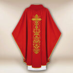 Casula sacerdotale ricamata rossa San Pietro e Paolo