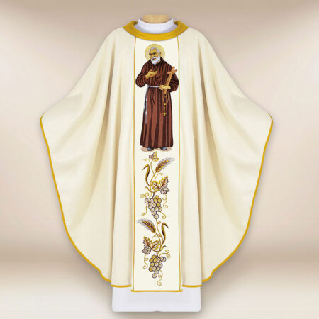 Casula sacerdotale ricamata San Padre Pio