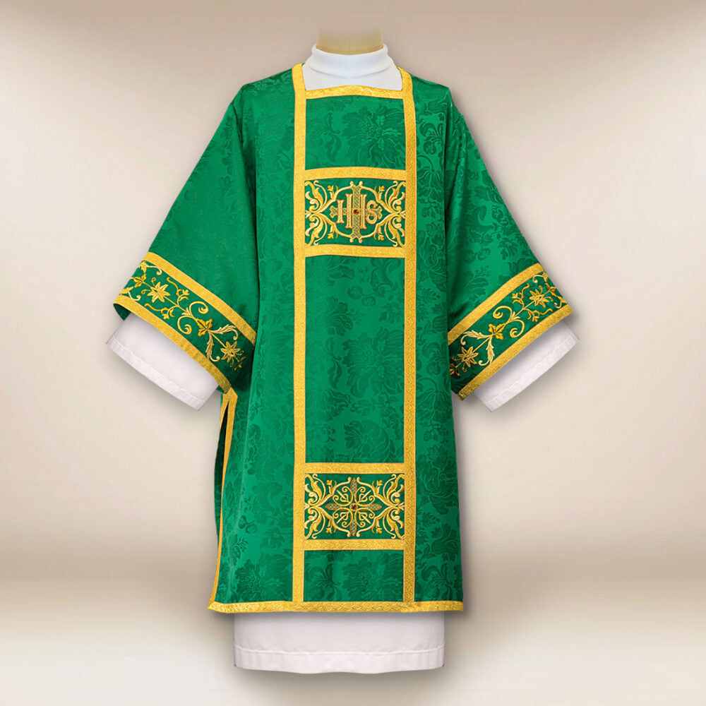 Dalmatica liturgica ricamata verde