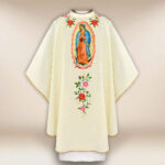 Casula sacerdotale ricamata ecru Madonna di Guadalupe