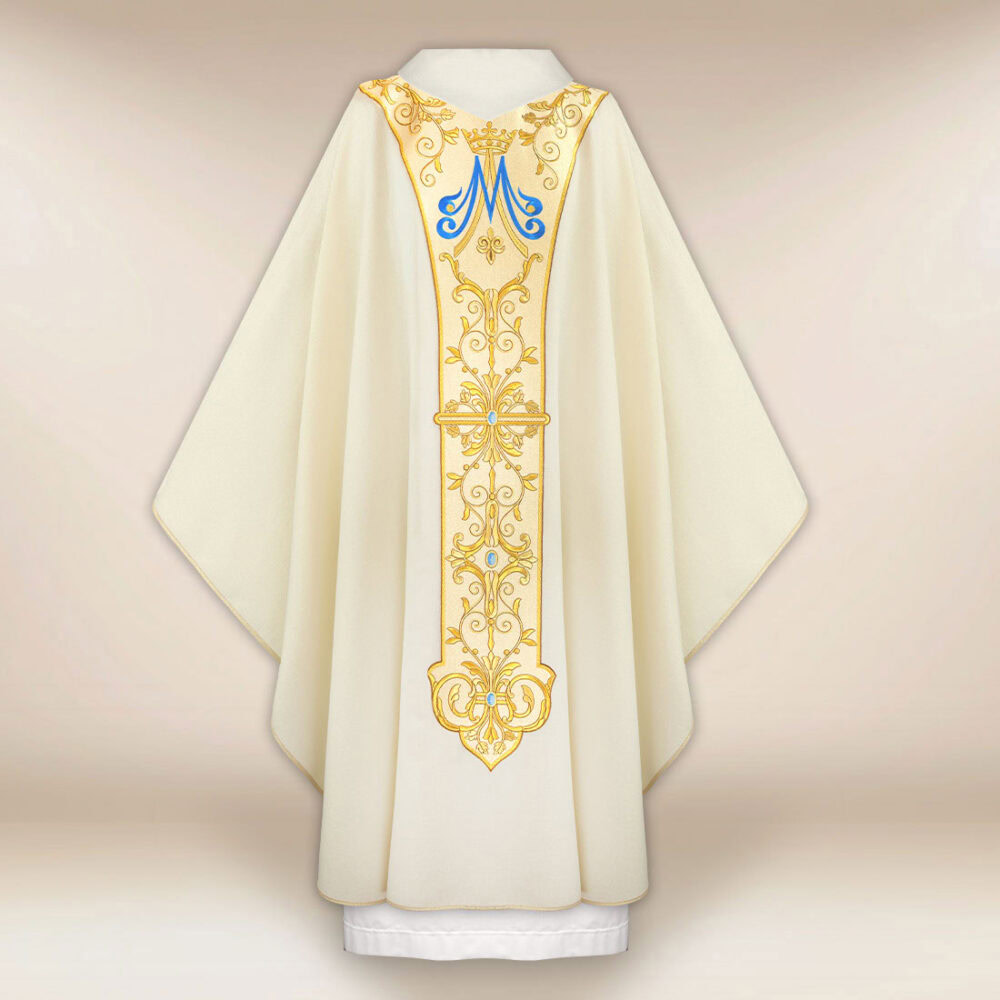 Casula con orphrey ricamato Madonna di Fatima