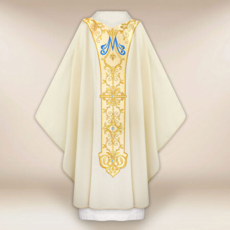 Casula con orphrey ricamato Madonna di Fatima