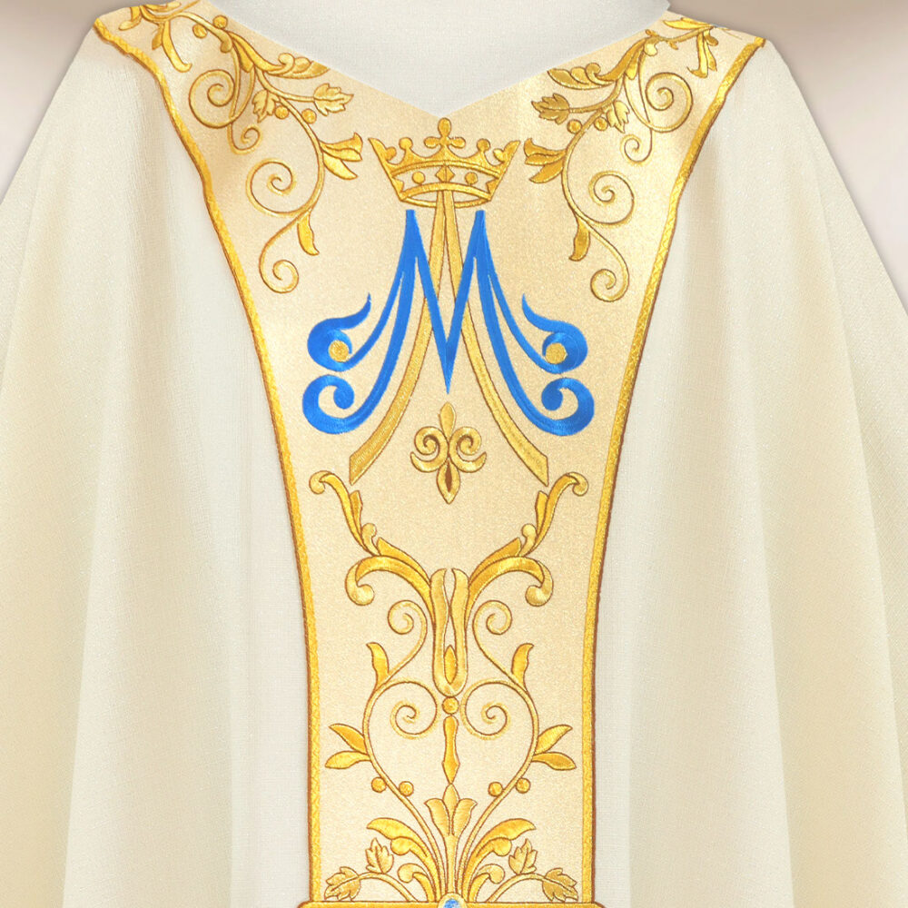 Casula con orphrey ricamato Madonna di Fatima