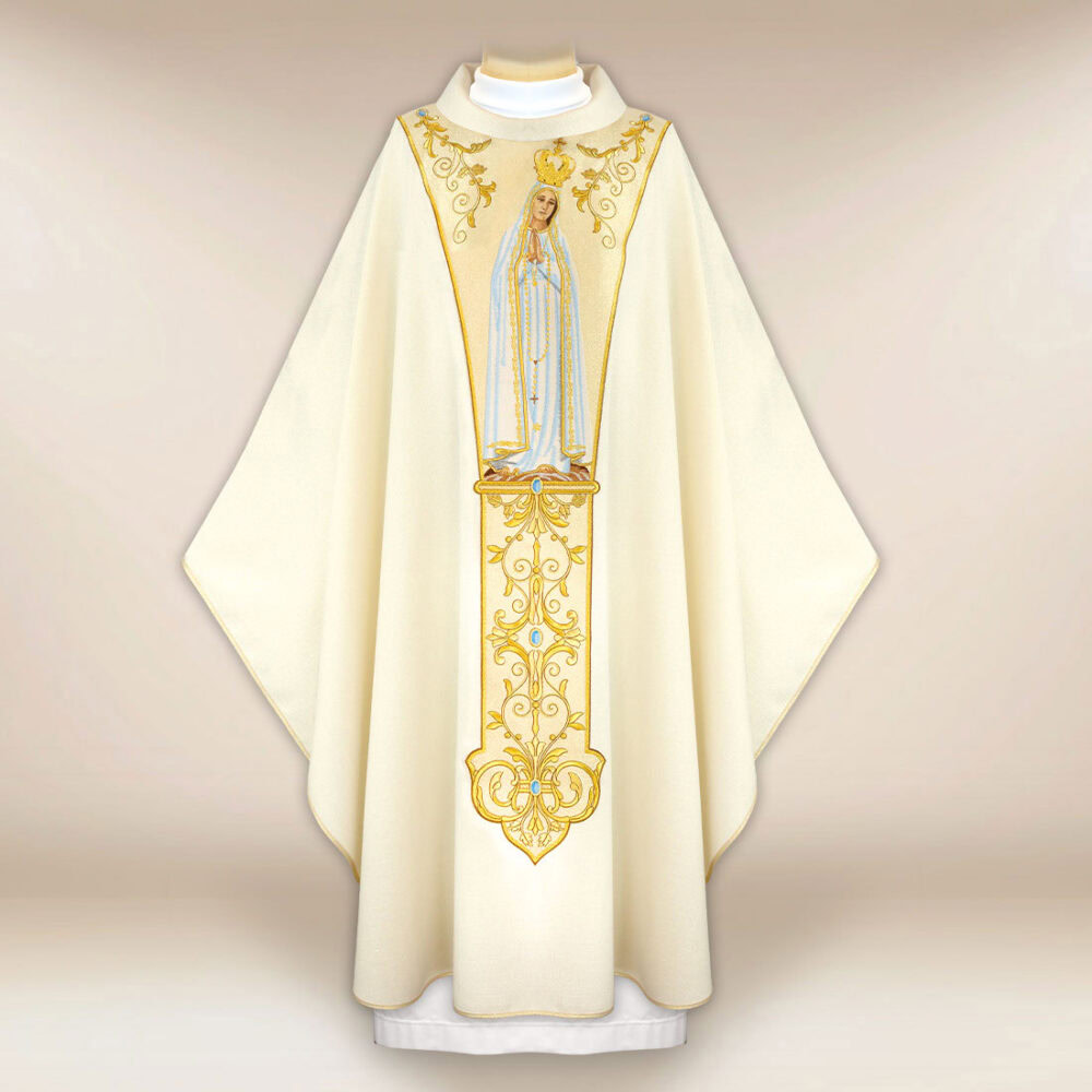 Casula con orphrey ricamato Madonna di Fatima