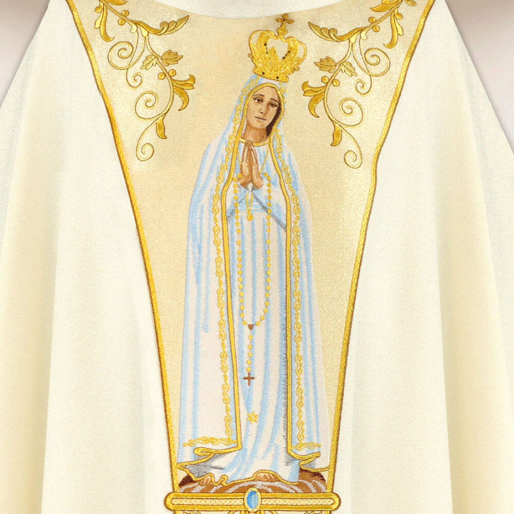 Casula con orphrey ricamato Madonna di Fatima