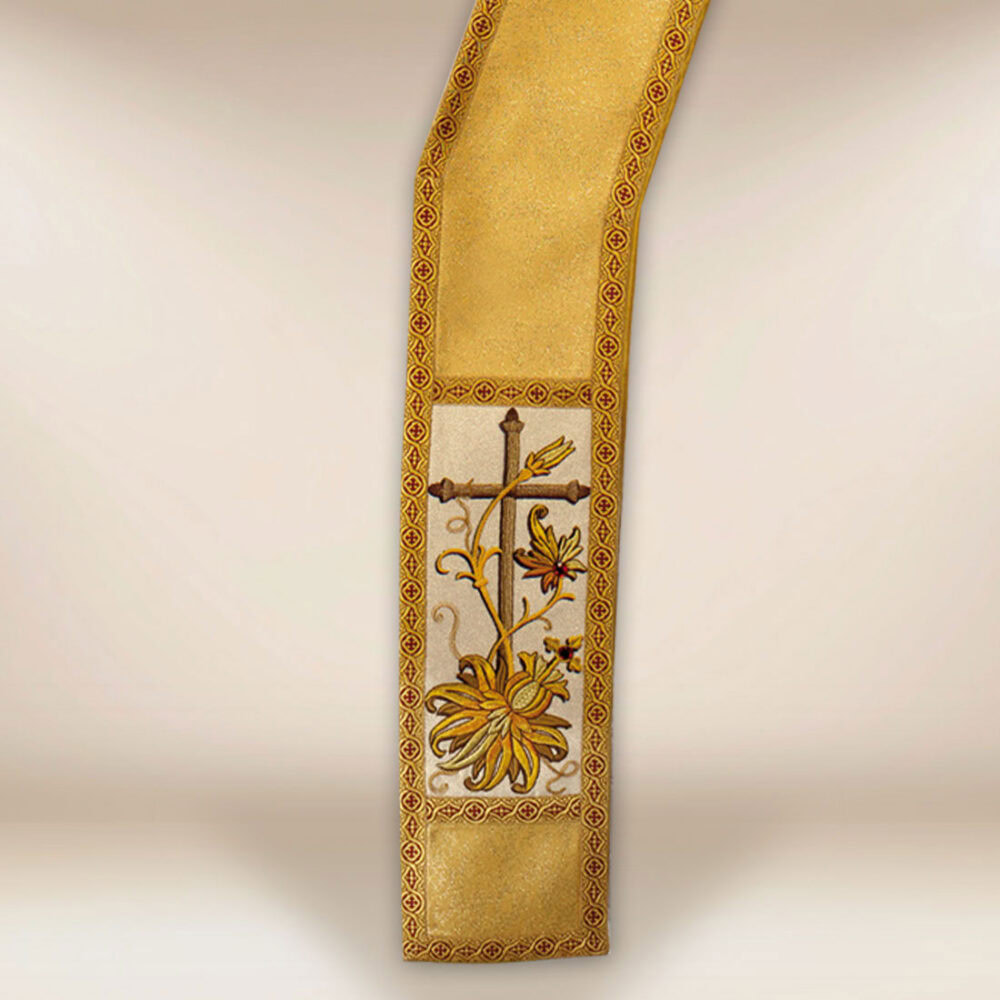 Stola diaconale ricamata dorata