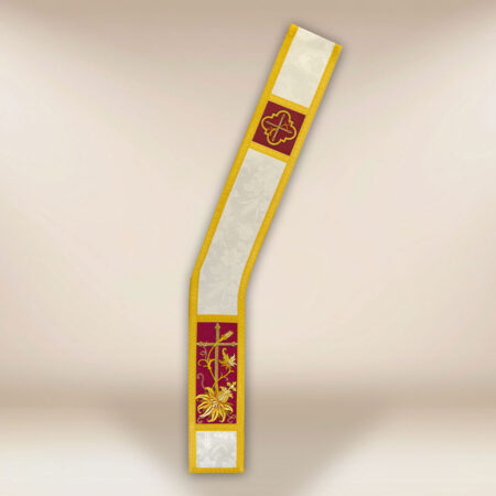 Stola ricamata diaconale ecru bordo
