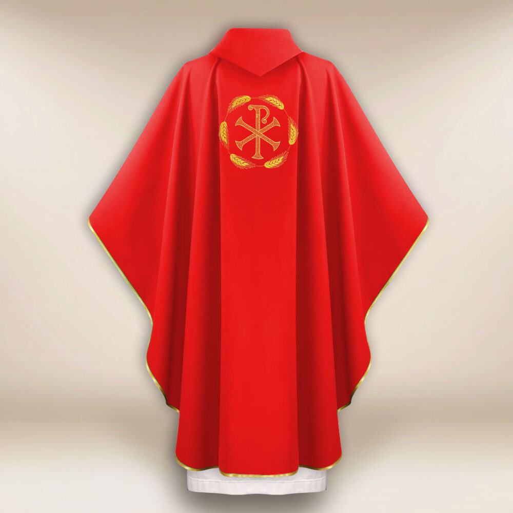 Casula sacerdotale ricamata PX rossa