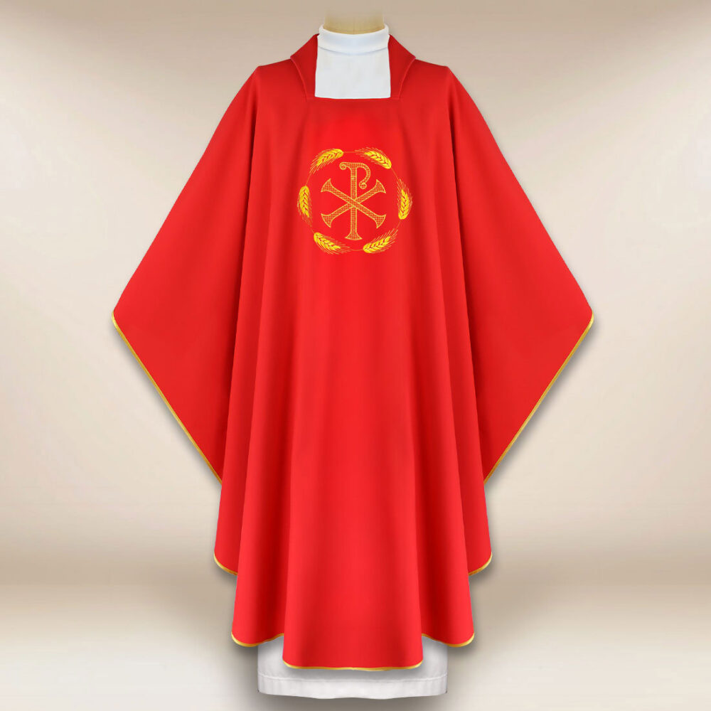 Casula sacerdotale ricamata PX rossa