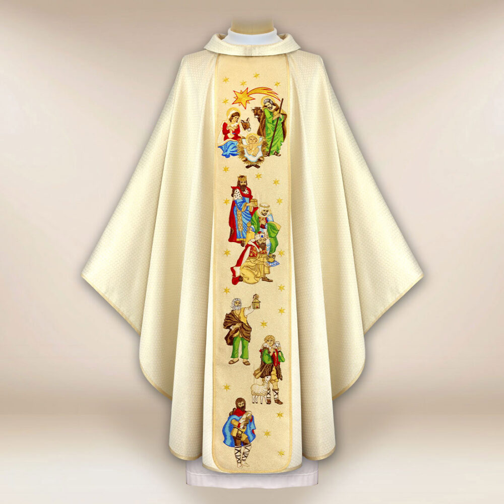 Casula sacerdotale ricamata per il Natale