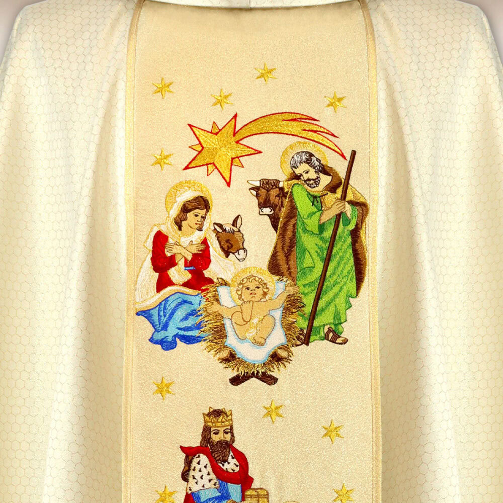 Casula sacerdotale ricamata per il Natale