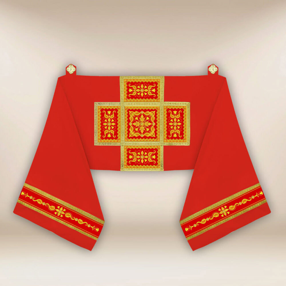 Velo omerale liturgico rosso ricamato