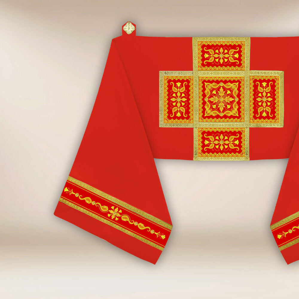 Velo omerale liturgico rosso ricamato