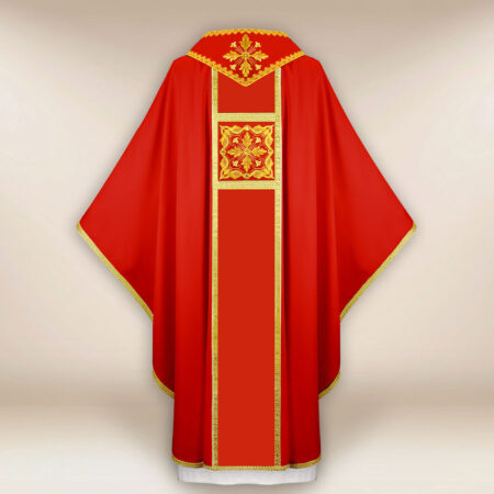 Elegante casula sacerdotale ricamata rossa