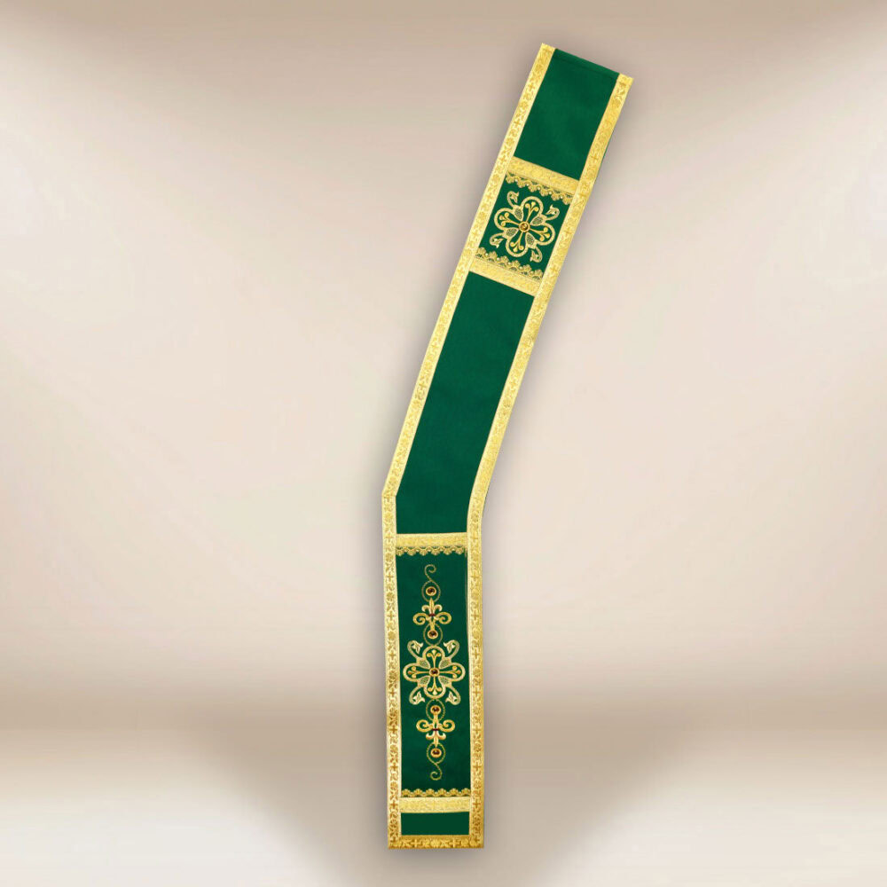 Stola diaconale verde ricamata