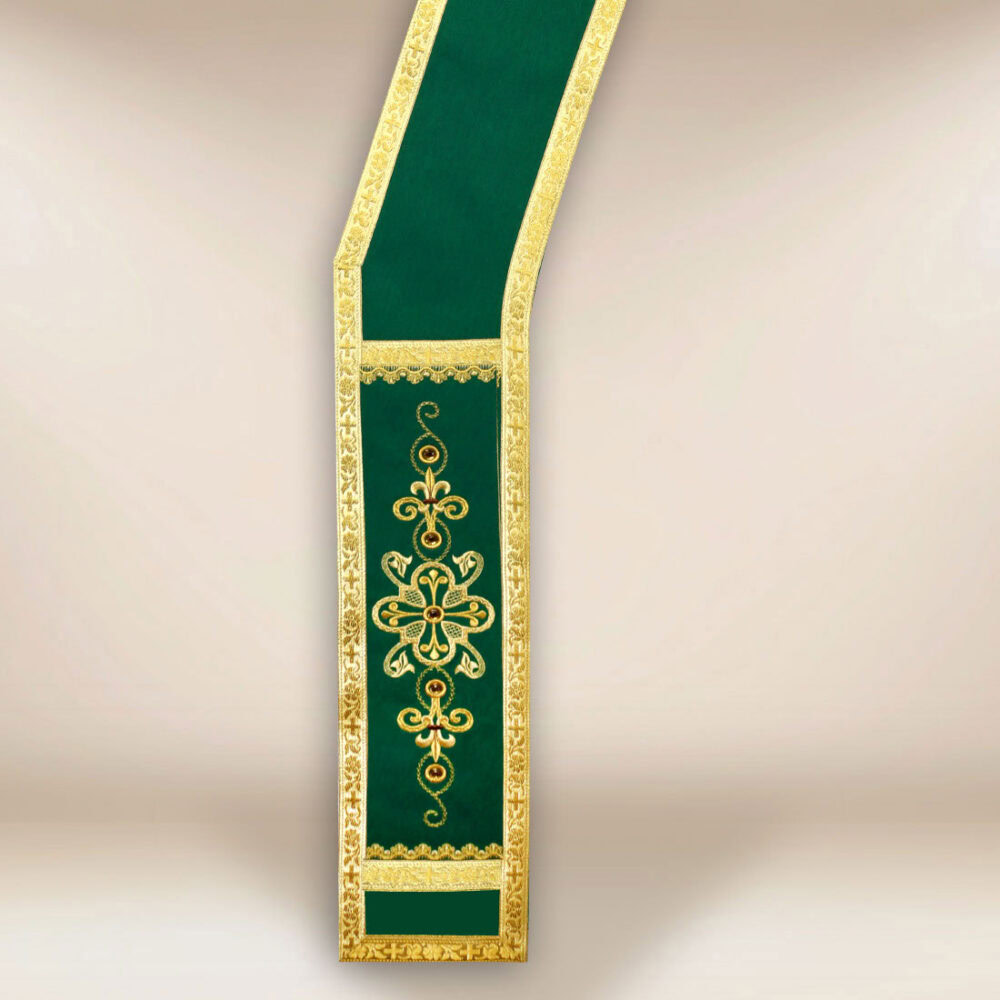 Stola diaconale verde ricamata