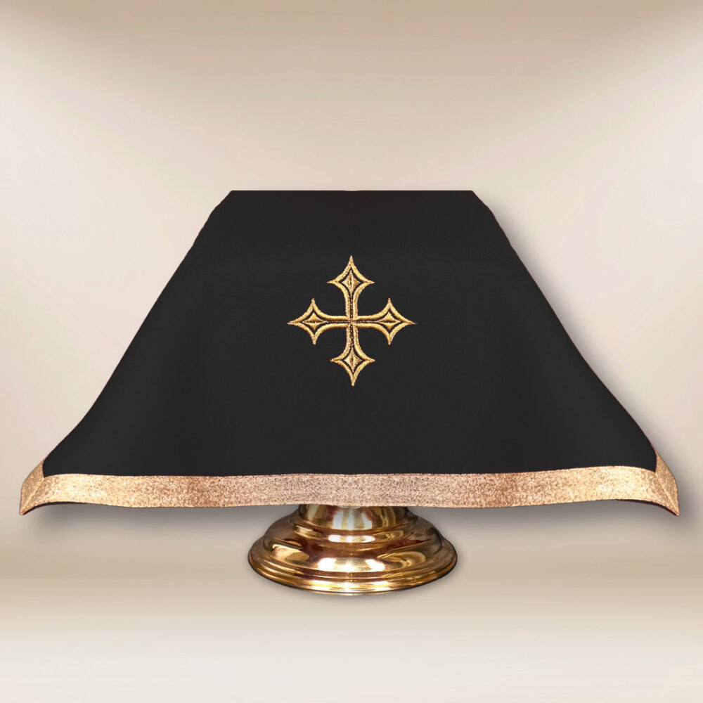 Velo per calice nero con nastro dorato 55x55cm